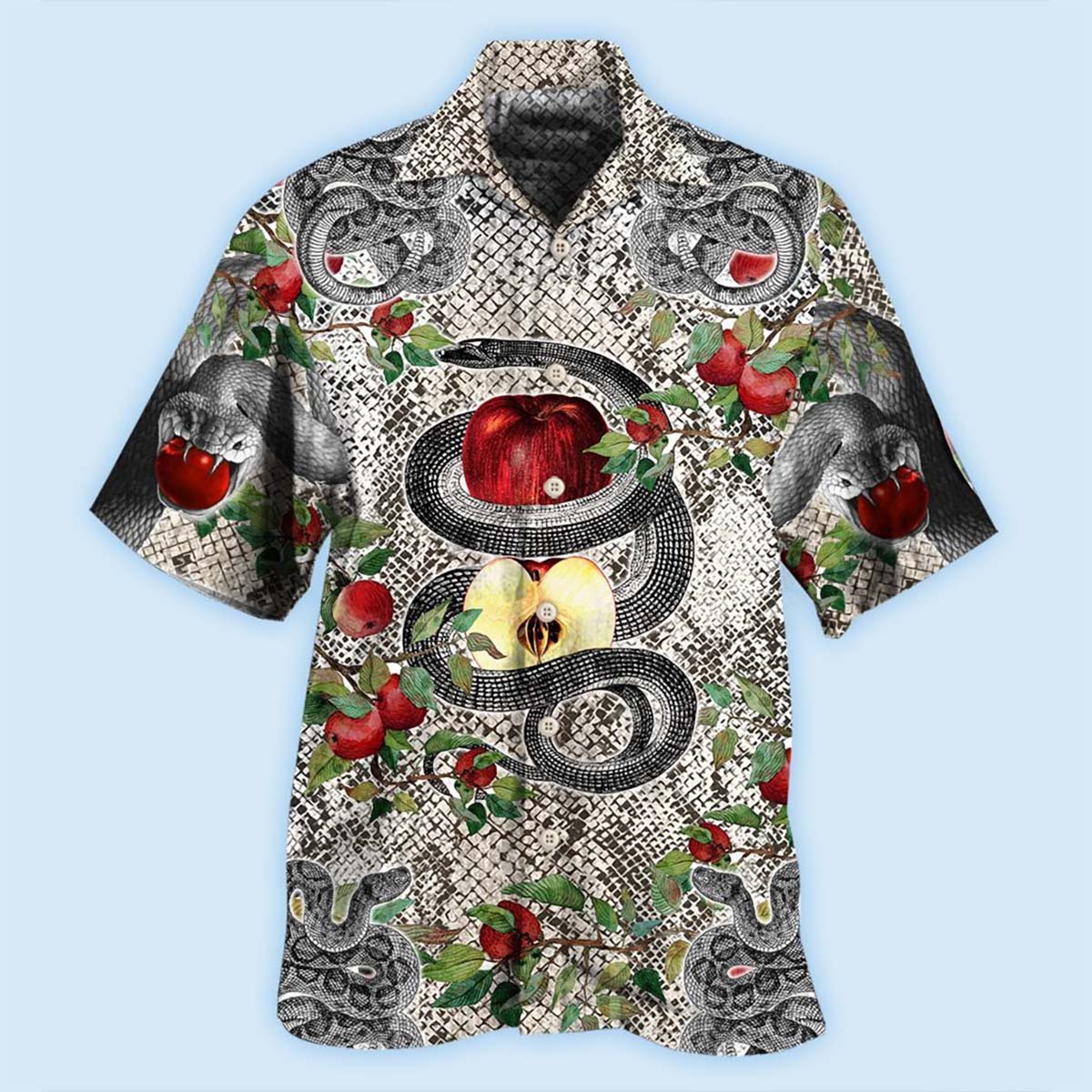 Snake Hawaiian Shirt With All Over Print For Coastal Vacations Warm Weather Events And Daily Style