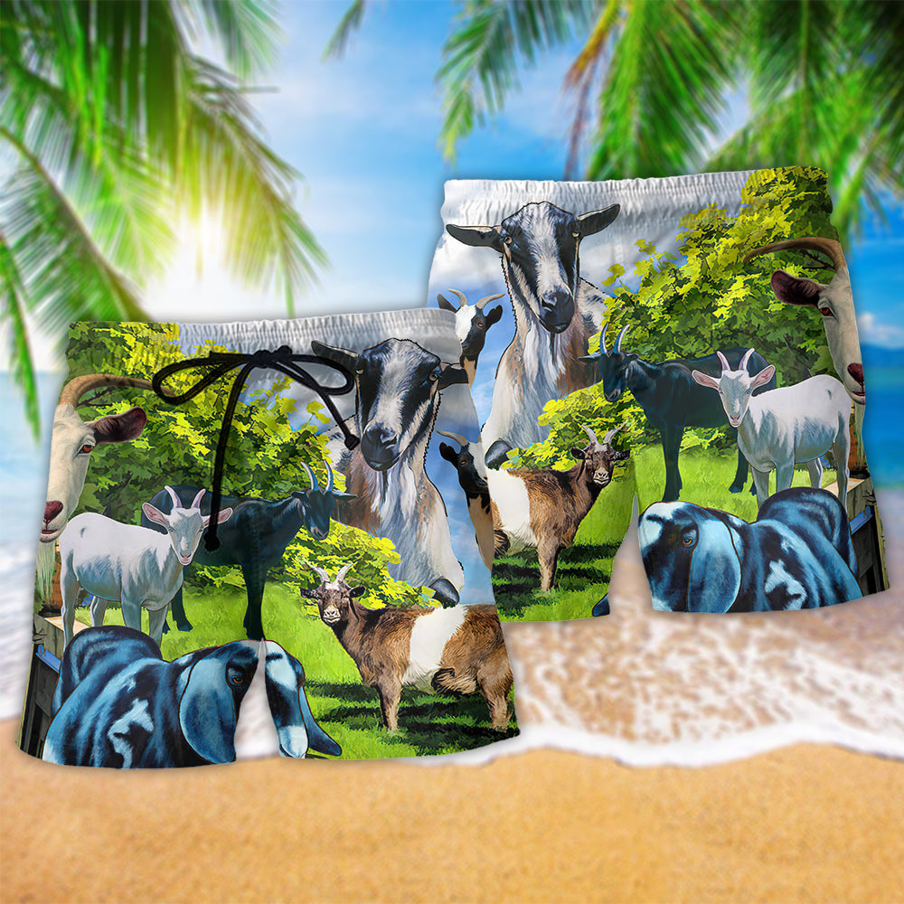 Goat Anything Farm Humor Beach Shorts Graphic Detail For Resort Trips And Casual Outings