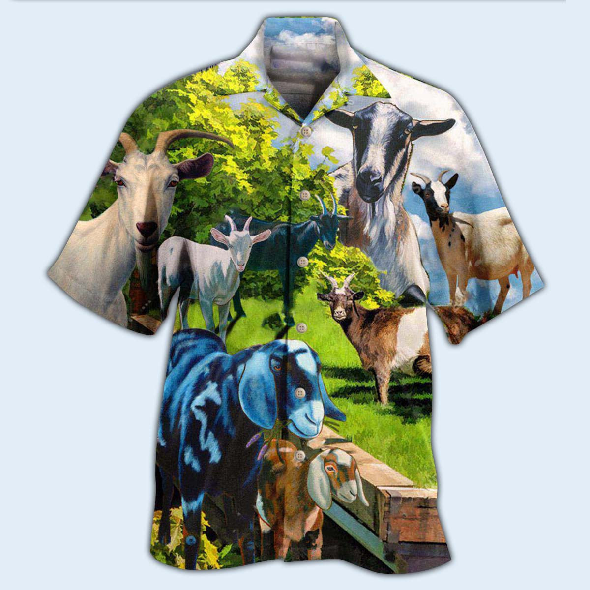 Mountain Goat Hawaiian Shirt With All Over Print For Beach Days Resort Trips And Relaxed Everyday Style