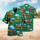Tropical Funny Kayaking Flamingo Water Hawaiian Shirt Fabric Pattern Detail For Coastal Travel