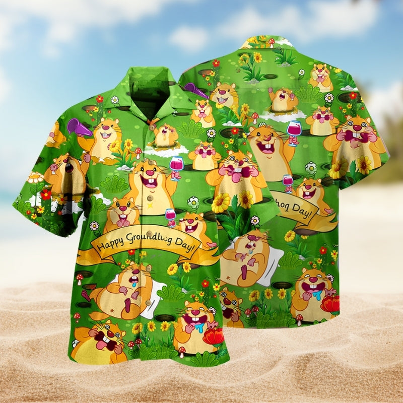 Animals Groundhog Hawaiian Shirt For Tropical Holidays, Outdoor Gatherings, And Everyday Comfort