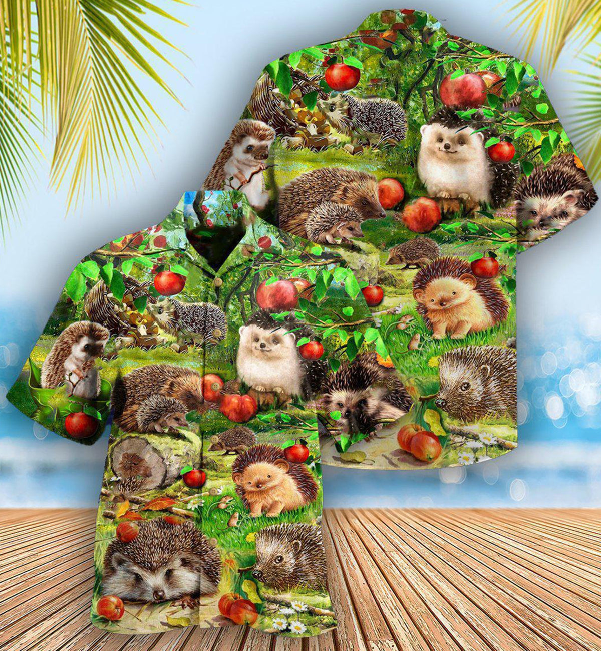Hedgehog Animals Various Hawaiian Shirt Artwork Detail For Tropical Trips And Casual Outings