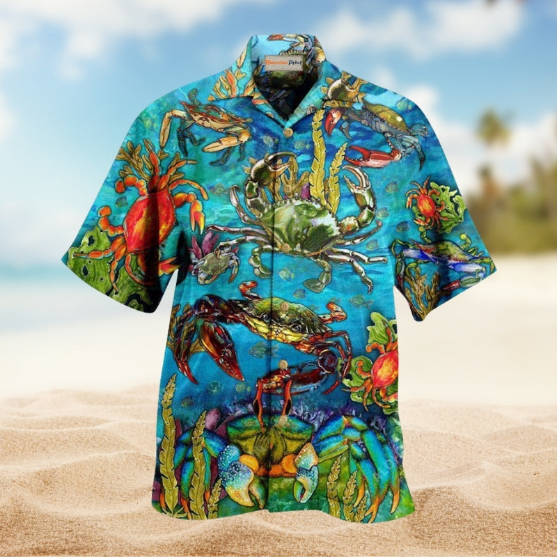Life Is Better With A Crab Hawaiian Shirt For Tropical Travel Outdoor Parties And Relaxed Casual Wear