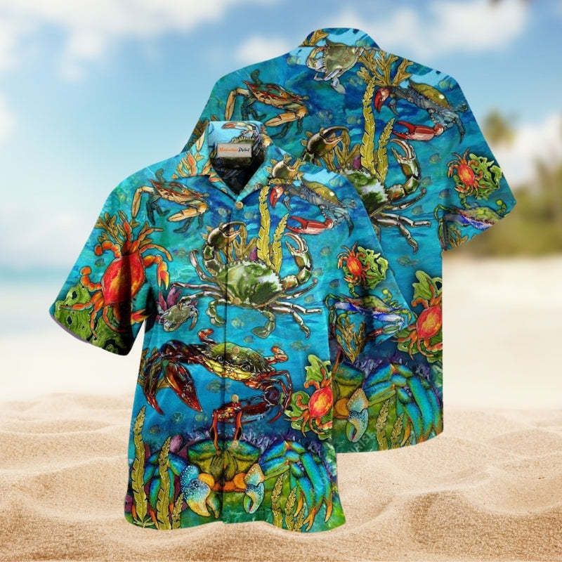 Life Is Better With A Crab Hawaiian Shirt For Tropical Travel Outdoor Parties And Relaxed Casual Wear
