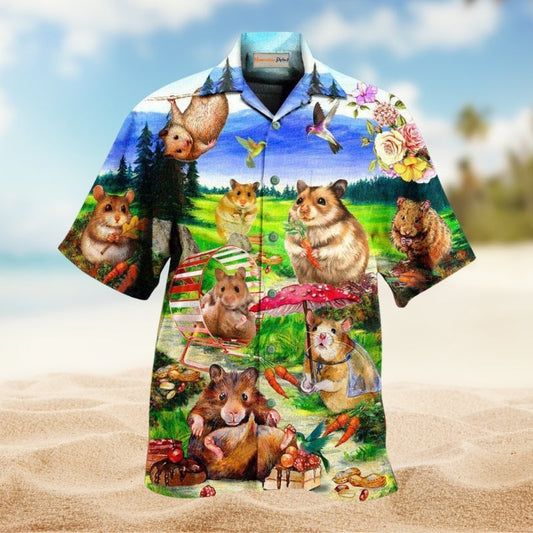 Life Is Better With A Hamster Hawaiian Shirt For Summer Vacation Beach Travel And Relaxed Casual Wear