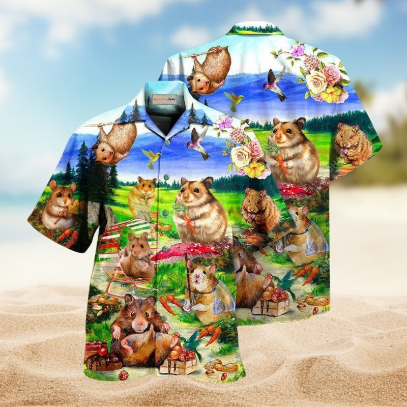 Life Is Better With A Hamster Hawaiian Shirt For Summer Vacation Beach Travel And Relaxed Casual Wear