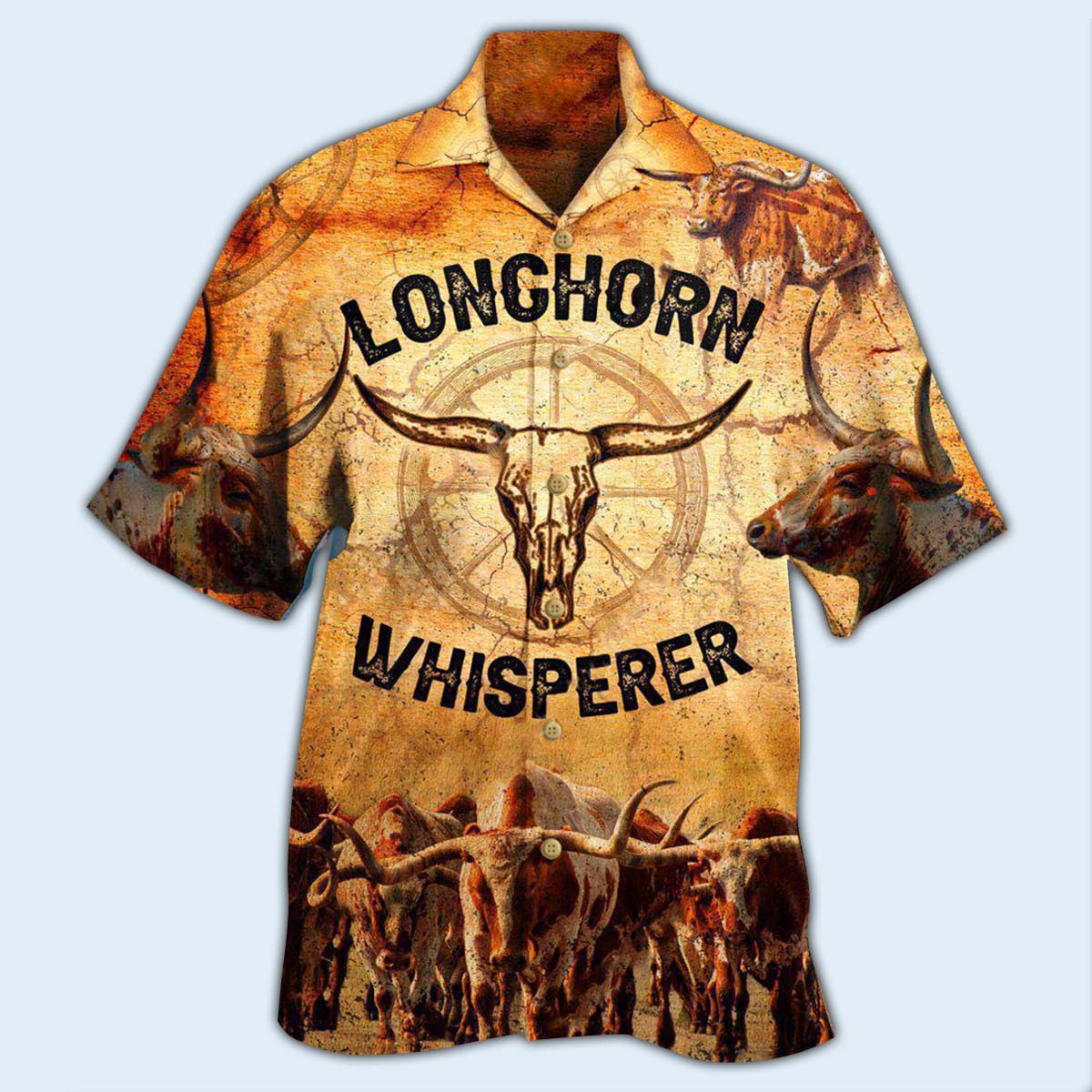 Longhorn Cow Hawaiian Shirt With All Over Print For Resort Travel Summer Outings And Casual Gatherings