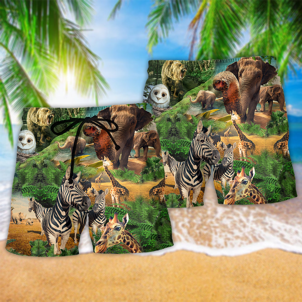Wildlife Conservation Beach Shorts Pattern Detail For Casual Summer Plans And Relaxed Holiday Style