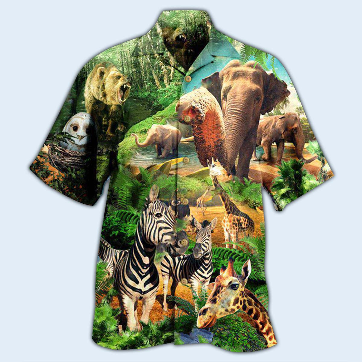 Wildlife Hawaiian Shirt With All Over Print For Resort Travel Summer Outings And Casual Gatherings