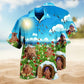 Parasailing Dog Hawaiian Shirt Button Front Artwork For Outdoor Gatherings