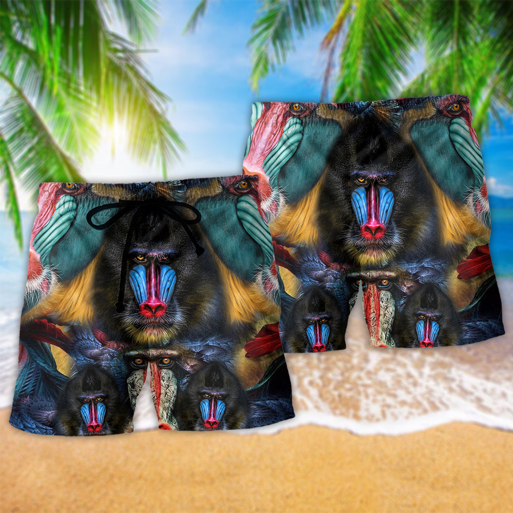 Mandrill Monkey Forest Lover Beach Shorts For Poolside Relaxation And Summer Adventures
