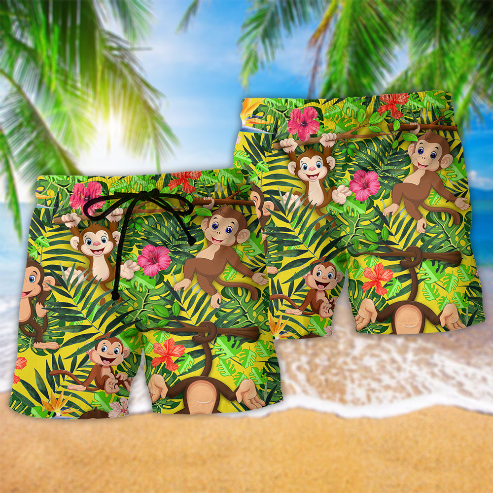Monkey Is My Spirit Animal Beach Shorts Print Detail For Beach Activities And Vacation Wear