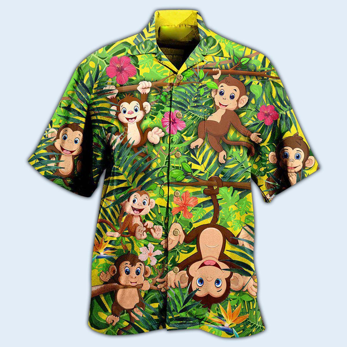 Monkey Hawaiian Shirt With All Over Print For Beach Getaways Resort Outings And Thoughtful Gifting