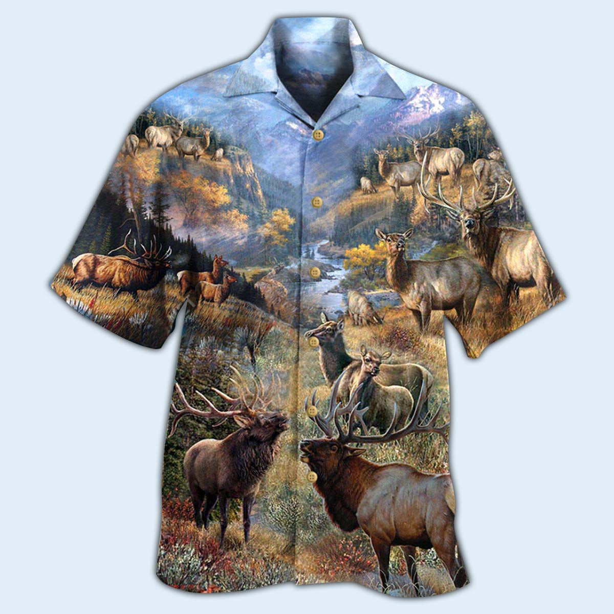 Elk Wildlife Beautiful Country Hawaiian Shirt For Coastal Adventures And Warm Weather Wear