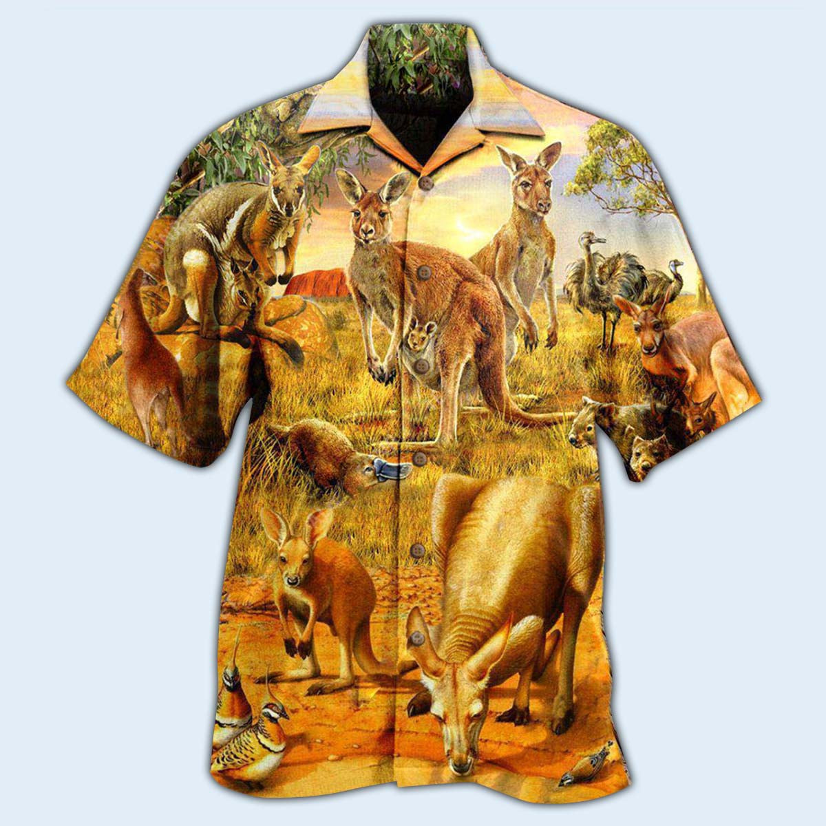 Cute Kangaroo Animals Spirit Animal Hawaiian Shirt Artwork Detail For Tropical Trips And Casual Outings