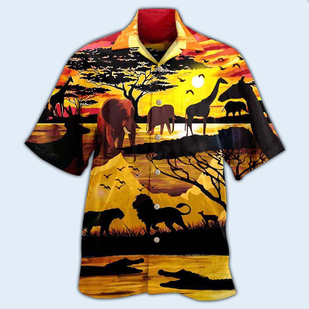 Animals Safari Hawaiian Shirt Design Detail For Sunny Adventures And Casual Wear