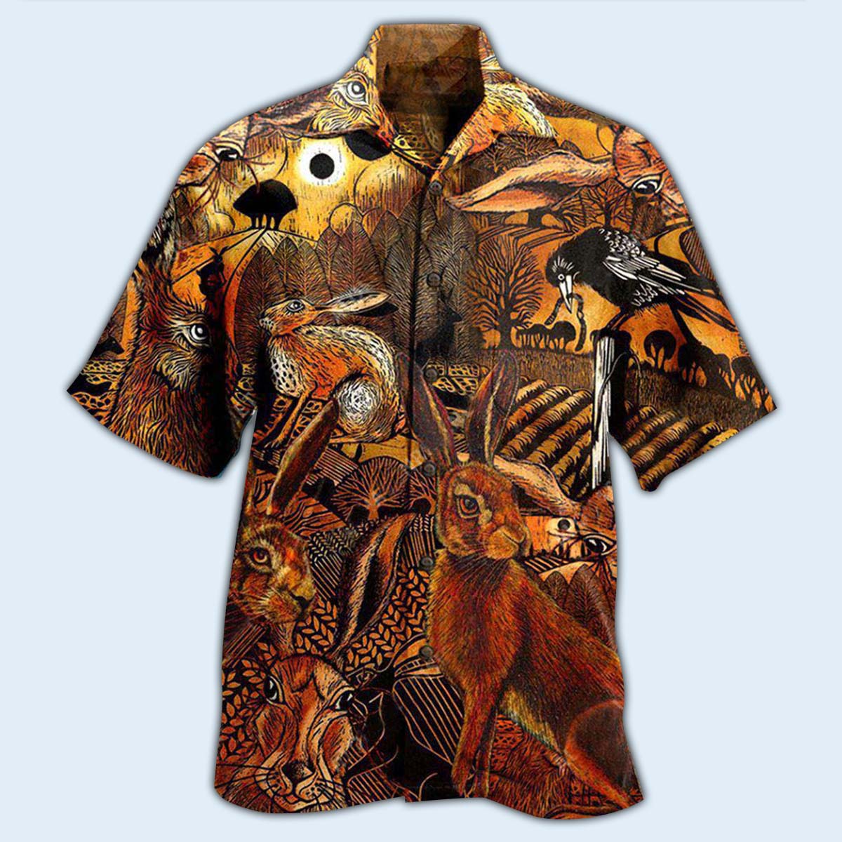 Spooky Vintage Hares Fields Hawaiian Shirt For Coastal Adventures And Warm Weather Wear