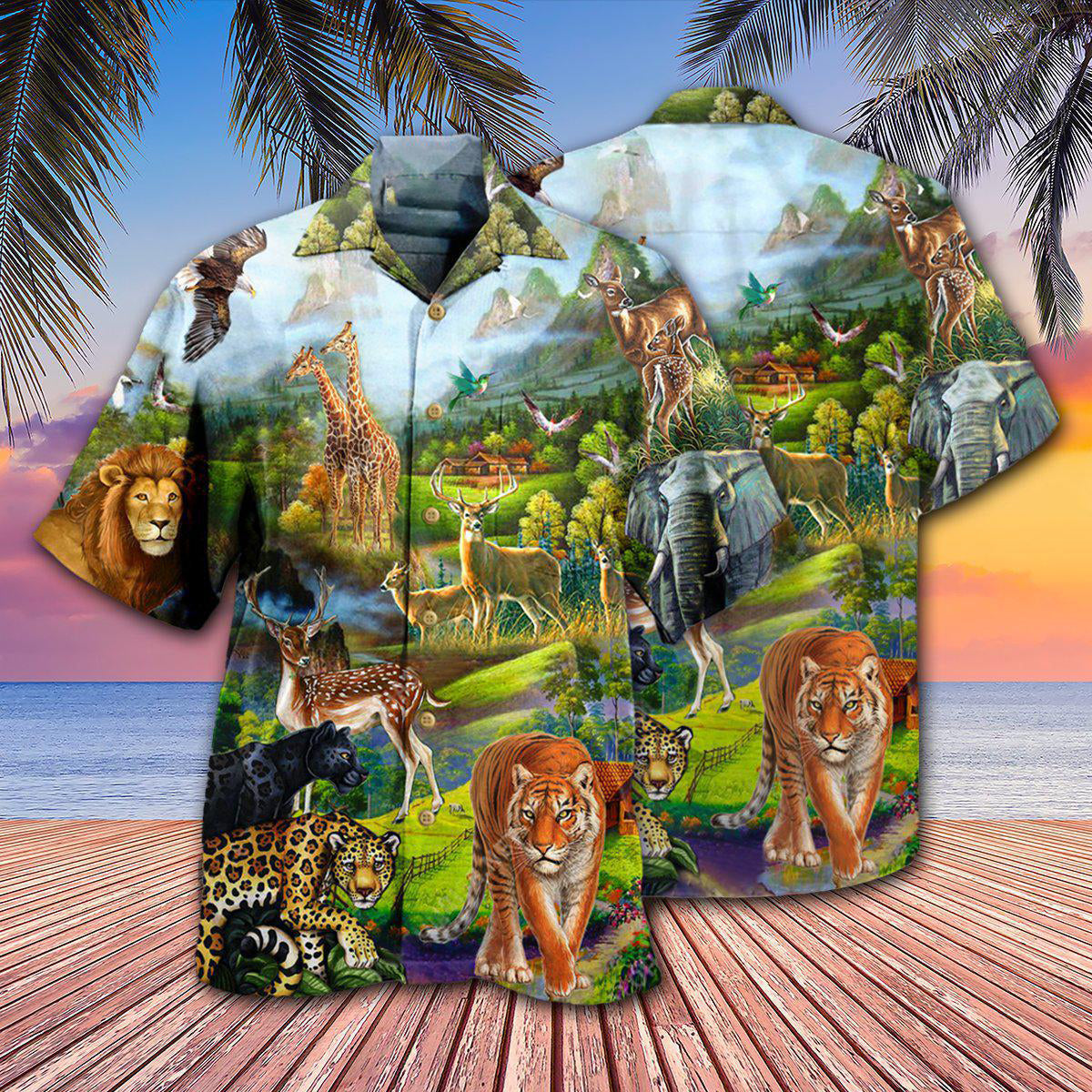 Mountain Wildlife Hawaiian Shirt With Detailed Graphic For Tropical Escapes Resort Wear And Outdoor Celebrations