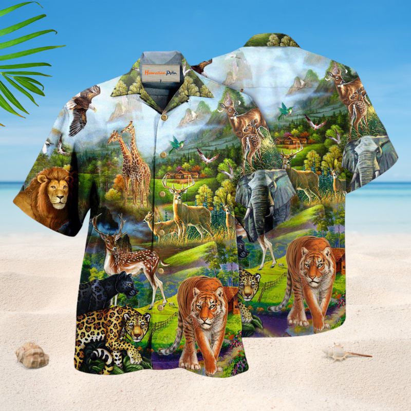 Animals Wildlife Hawaiian Shirt For Coastal Travel, Casual Events, And Comfortable Summer Wear