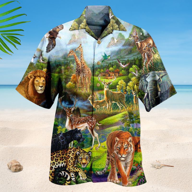 Animals Wildlife Hawaiian Shirt For Coastal Travel, Casual Events, And Comfortable Summer Wear