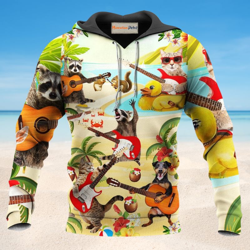 Animals Play Music Fun Hoodie For Festival Outfits Music Events And Relaxed Daily Style