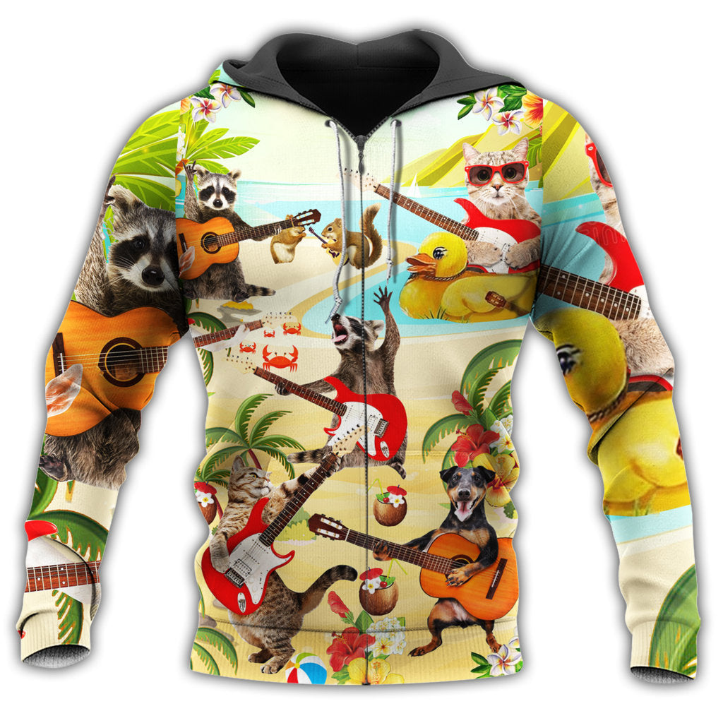 Animals Play Music Fun Hoodie For Festival Outfits Music Events And Relaxed Daily Style