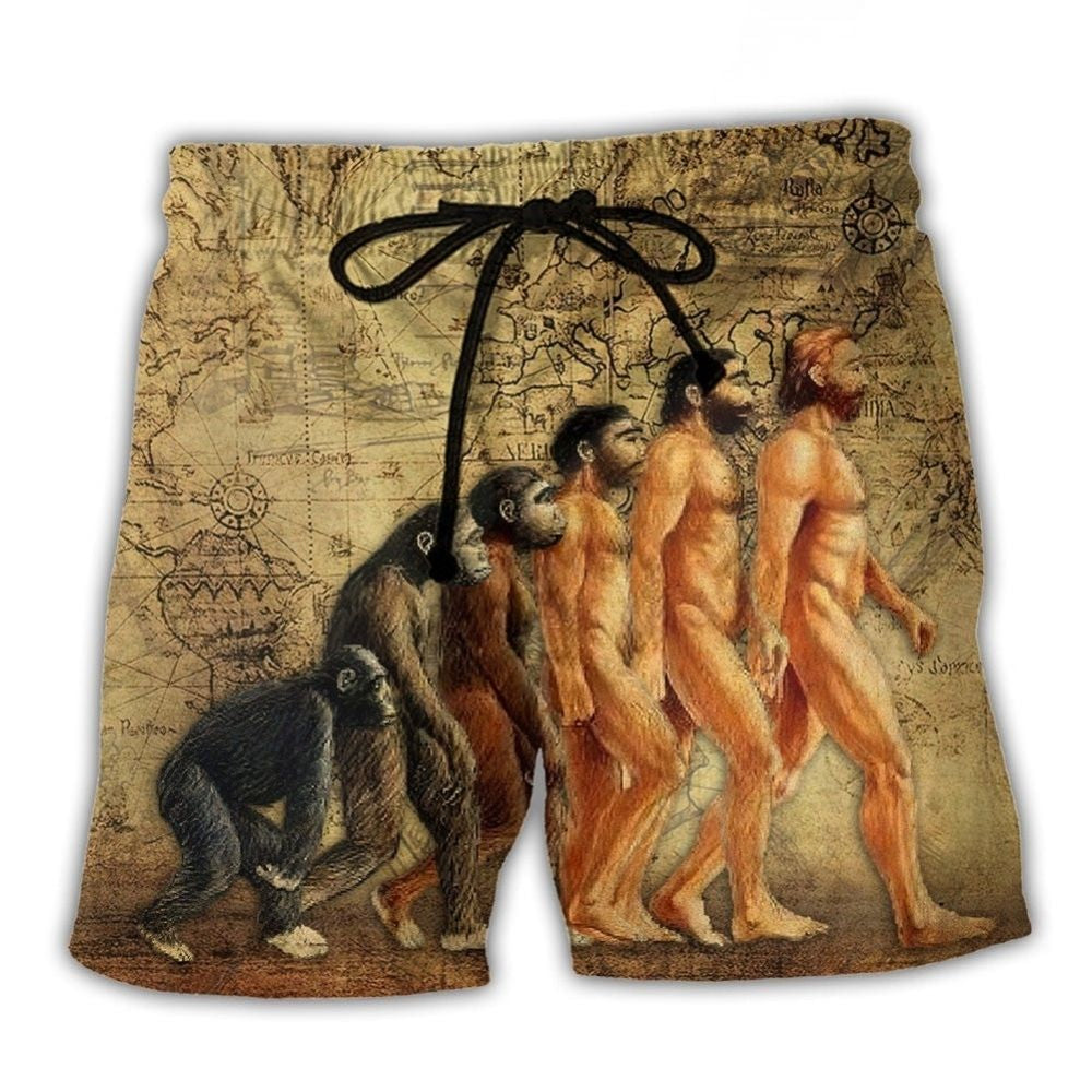 Anthropology Study Of Man Civilization Beach Shorts Graphic Detail For Resort Trips And Casual Outings