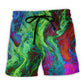 Anti Vaccine Skull Statement Beach Shorts Artwork Detail For Casual Warm Weather Outfits