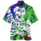 Creative Skull Graphic Hawaiian Shirt For Island Vacations, Resort Wear, And Relaxed Seasonal Style