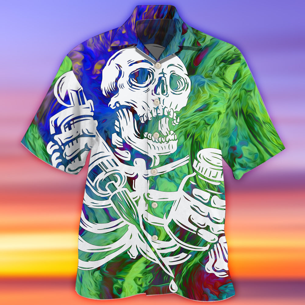 Creative Skull Graphic Hawaiian Shirt For Island Vacations, Resort Wear, And Relaxed Seasonal Style