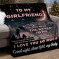 Family To My Girlfriend You Mean The World To Me Flannel Blanket For Cozy Bedroom Sofa Decor