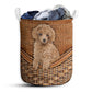 Small Size Apricot Poodle Dog Rattan Texture Laundry Basket For Bathroom Bedroom Storage