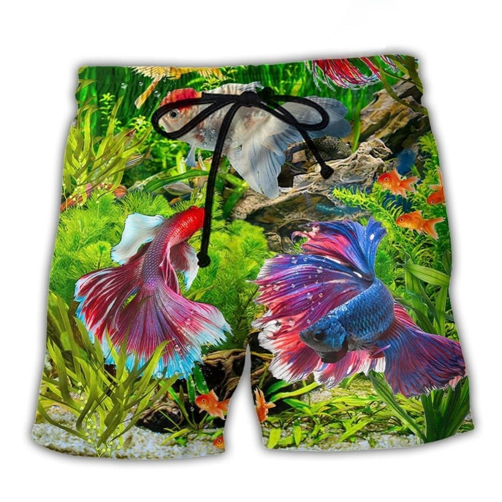 Aquarium Fish Freshwater Lover Beach Shorts Pattern View For Coastal Holidays And Casual Activities