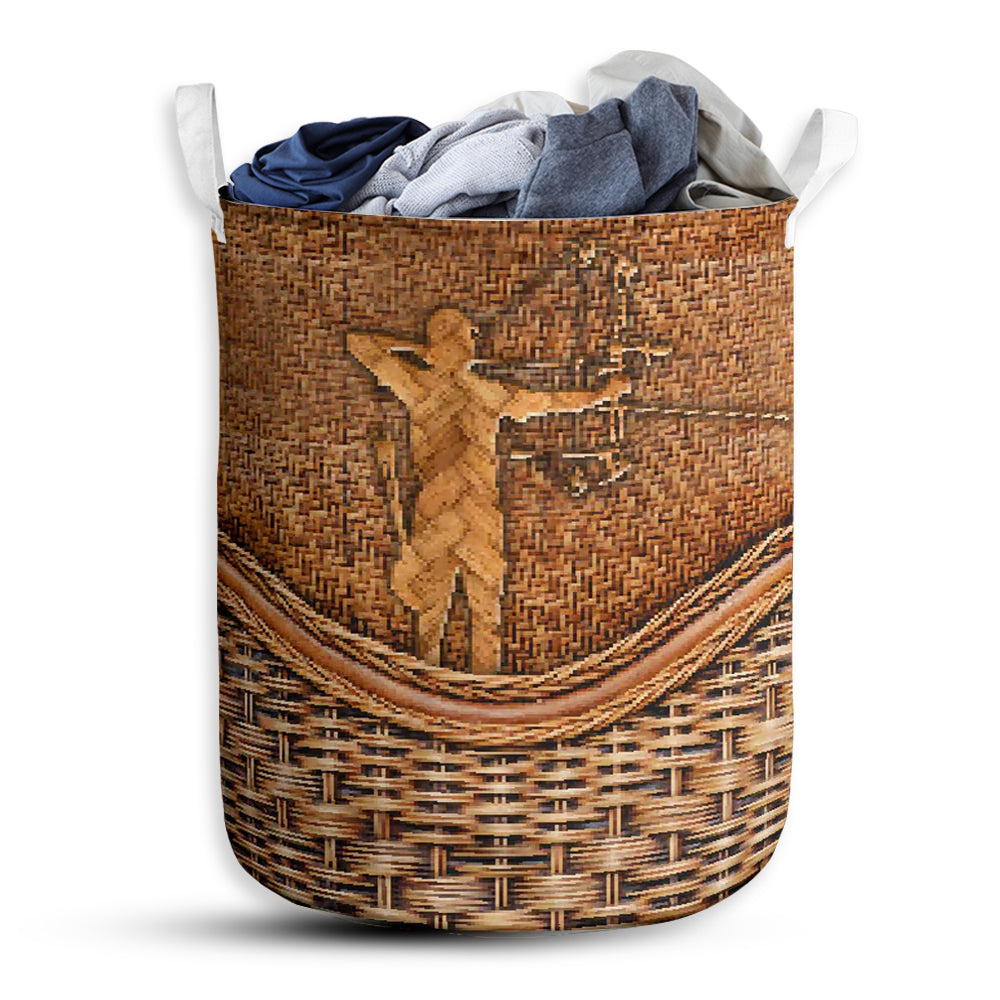 Small Size Archery Rattan Texture Lover Laundry Basket For Bathroom Bedroom Storage