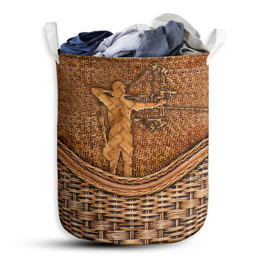 Small Size Archery Rattan Texture Lover Laundry Basket For Bathroom Bedroom Storage