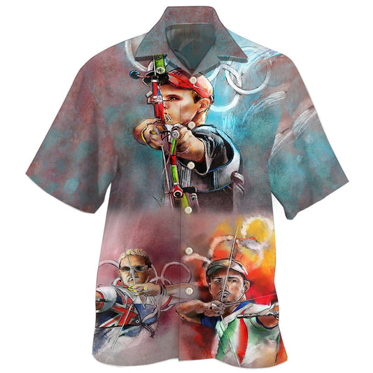 Archery Target Sport Hawaiian Shirt For Coastal Travel, Casual Events, And Comfortable Summer Wear