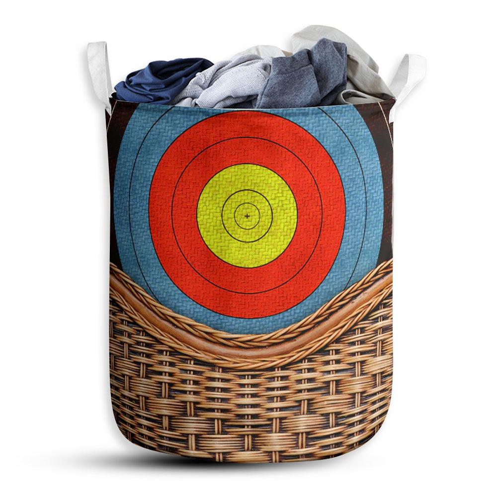 Small Size Archery Target Rattan Texture Laundry Basket For Bathroom Bedroom Storage