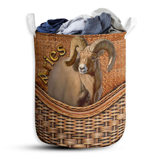 Small Size Aries Rattan Texture Lover Laundry Basket For Bathroom Bedroom Storage
