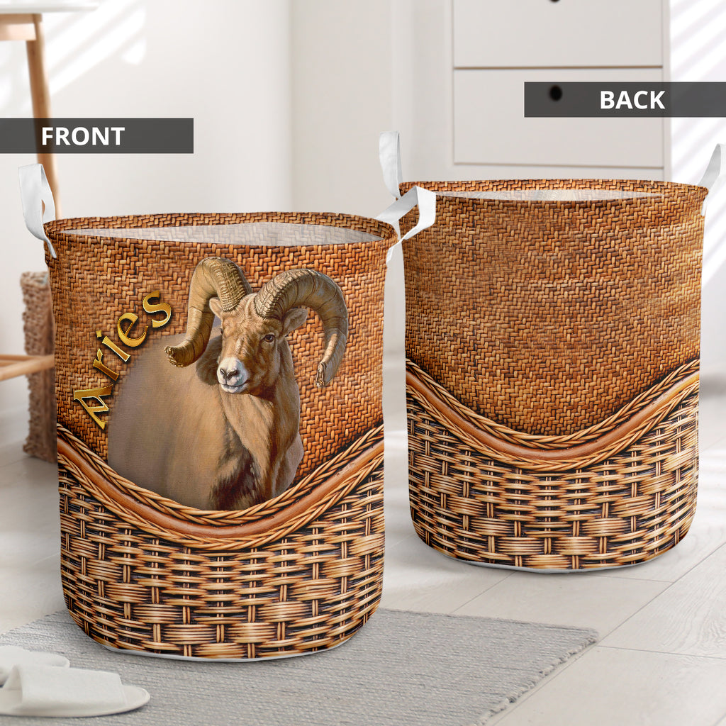 Aries Rattan Texture Lover Laundry Basket For Room Home Organizer