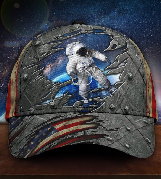 Astronaut American Flag Crack Classic Cap For Festivals Travel Adventures And Casual Gift Giving