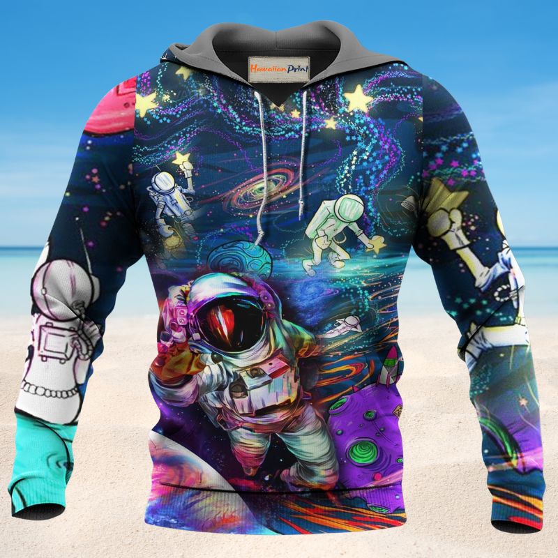 Astronaut Galaxy Space Adventure Hoodie For Fantasy Art Lovers Travel Activities And Streetwear