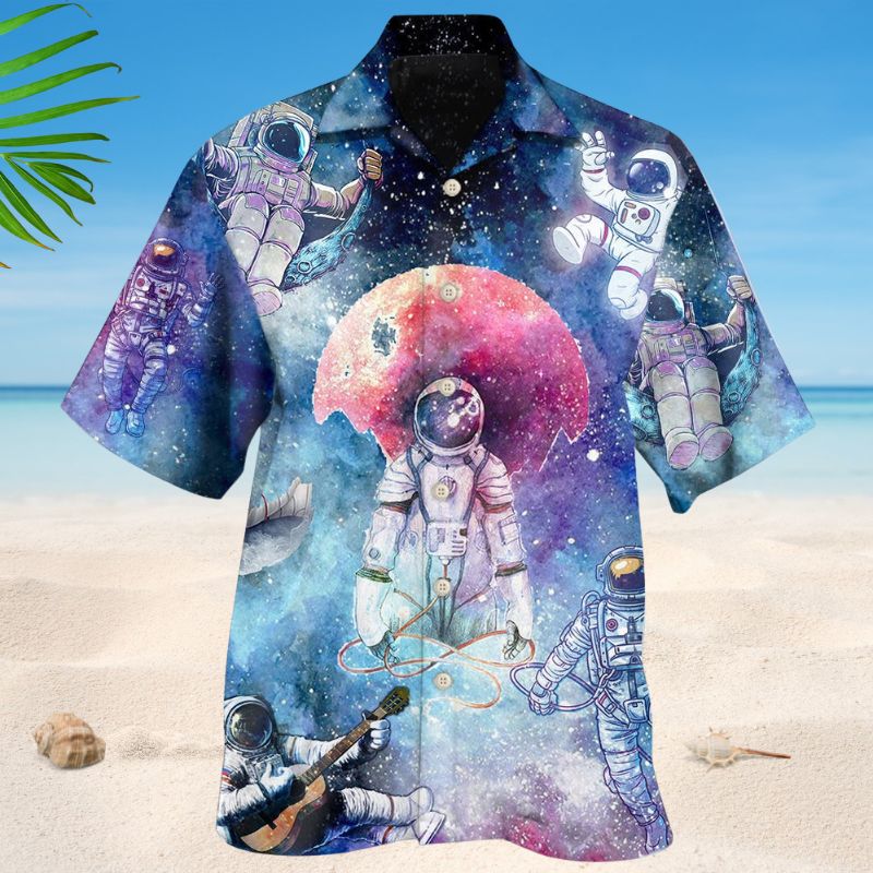Galaxy Astronaut Mysterious Hawaiian Shirt For Resort Trips, Coastal Parties, And Warm Weather Style