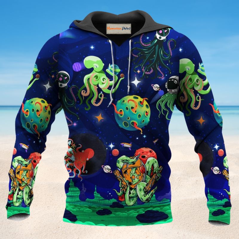 Dark Blue Astronaut Octopus Hoodie For Sea Inspired Outfits Travel And Thoughtful Gifting