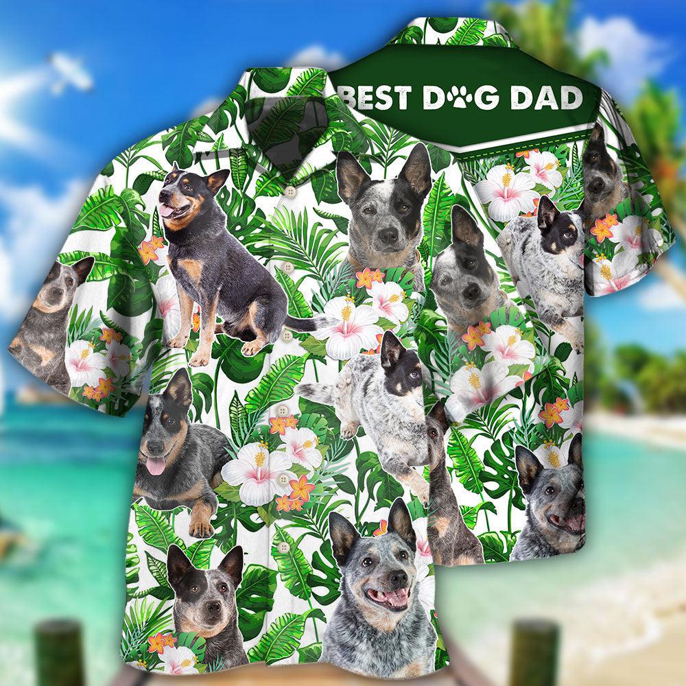 Tropical Floral Dog Australian Cattle Hawaiian Shirt Pattern View For Relaxed Warm Weather Outfits