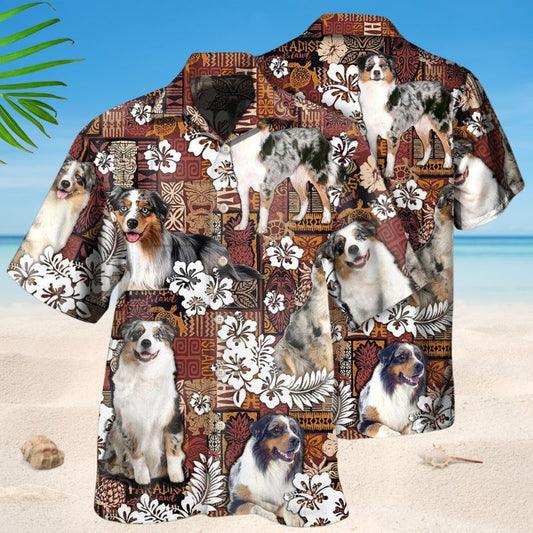 Australian Tropical Shepherd Dog Hawaiian Shirt For Tropical Holidays, Outdoor Gatherings, And Everyday Comfort