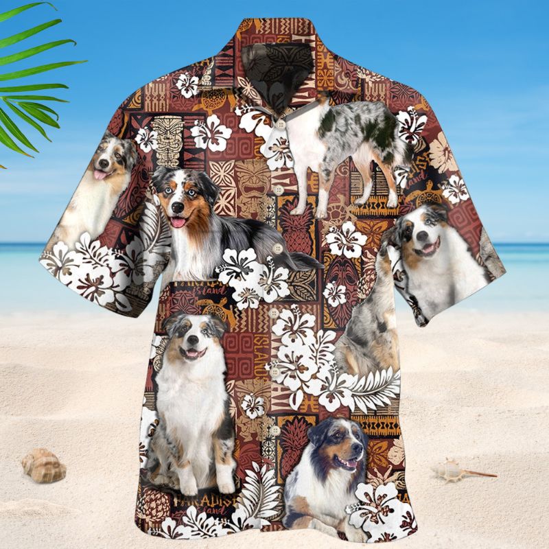 Australian Tropical Shepherd Dog Hawaiian Shirt For Tropical Holidays, Outdoor Gatherings, And Everyday Comfort