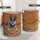 Australian Cattle Dog Rattan Texture Laundry Basket For Room Home Organizer