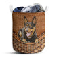 Small Size Australian Kelpie Dog Rattan Texture Laundry Basket For Bathroom Bedroom Storage