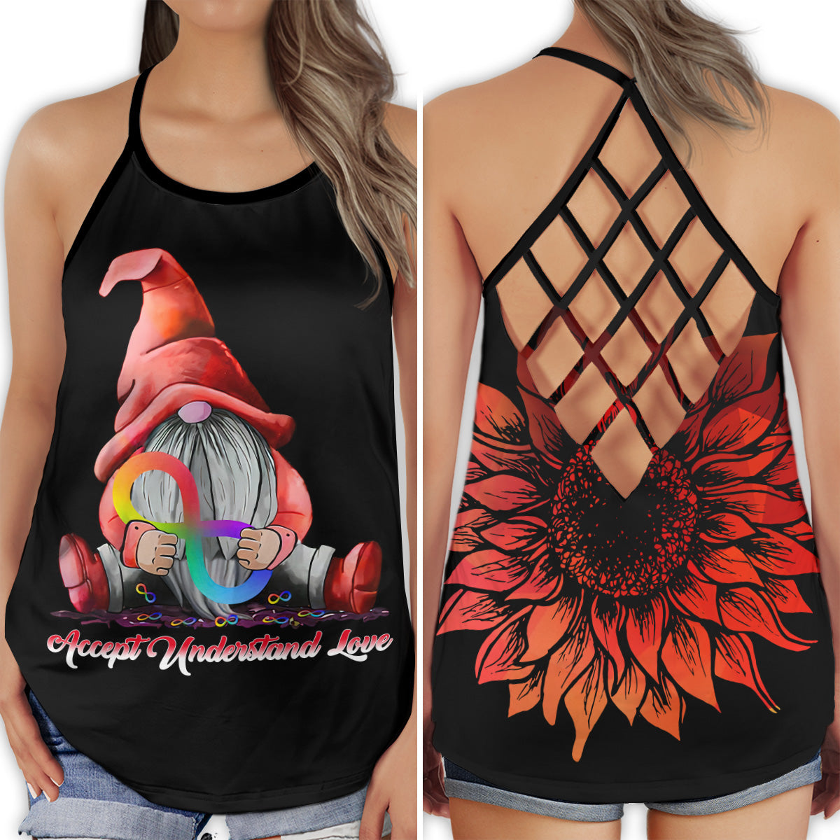 Autism Awareness Acceptance Understanding And Love Sunflower Hollow Tank Top For Community Events And Positive Support