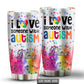 Autism Awareness In A World I Love Personalized 20 Oz Tumbler For Coffee Travel And Daily Drinks